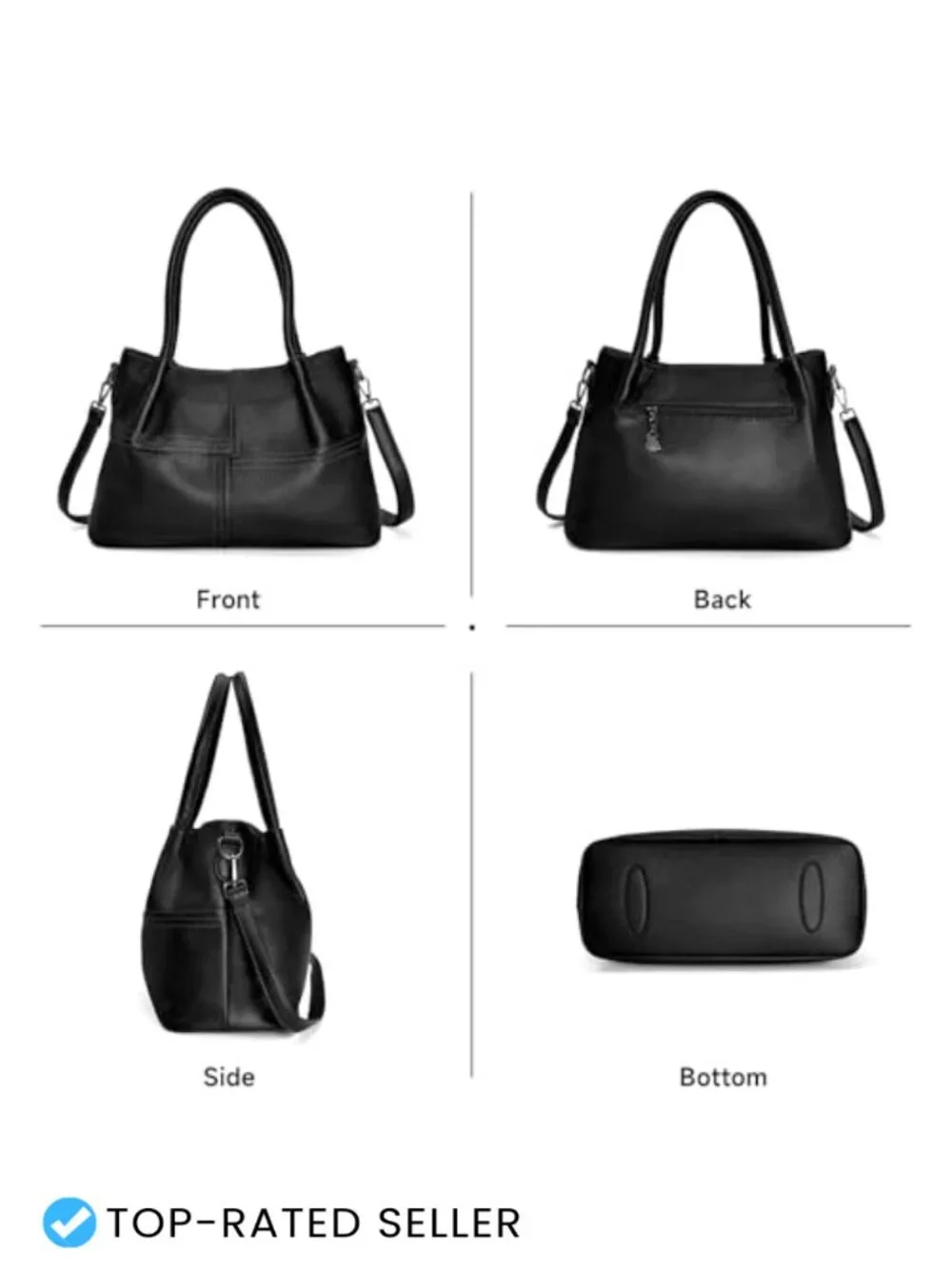Vegan Leather Tote Handbag with Adjustable Strap, Crossbody Bag
